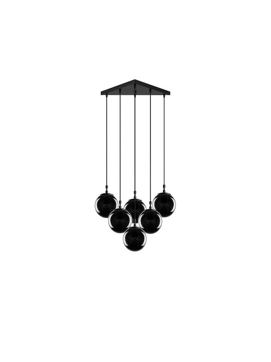 Efe Pendant Chandelier for 6 Bulbs E27 Black