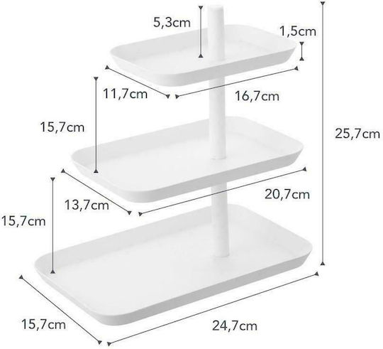 Yamazaki Metallisch Etagere 3 Etagen Weiß W15.7xL24.7xH25.7cm 1Stück
