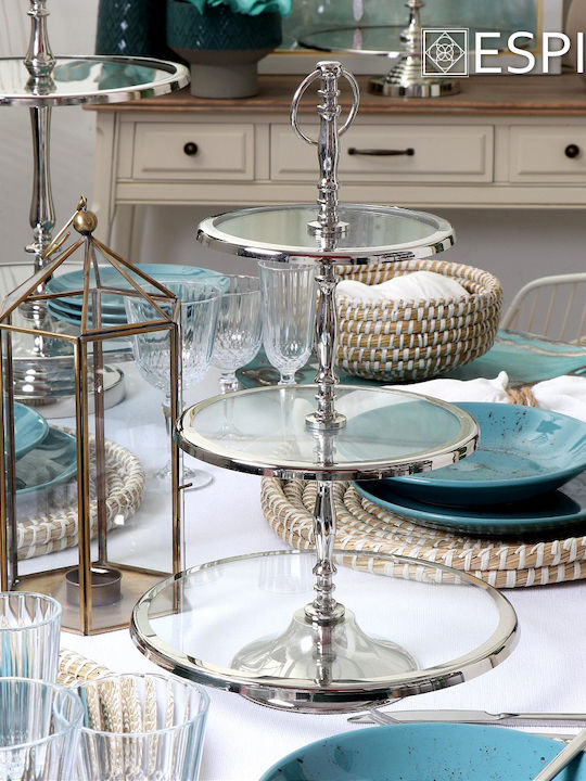 Espiel Inox Dessert Tower Stand with 3 Tiers Silver Ø28cm