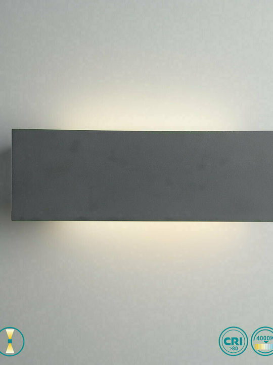Fan Europe Parker Wall-Mounted Outdoor Ceiling Lamp LED IP65 16.9W with Natural White Light Double Beam 50x10.2x4.5cm