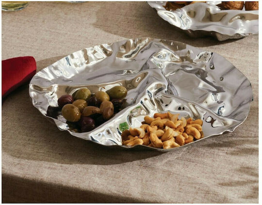 Alessi Inox Dessert Divided Serving Plate with 4 Slots Pepa Silver Ø32.3cmxY4cm