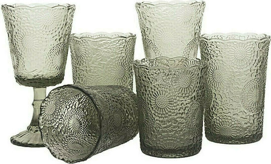 HFA Vintage Water Glass Set from Glass Smoke 410ml 6 Pieces