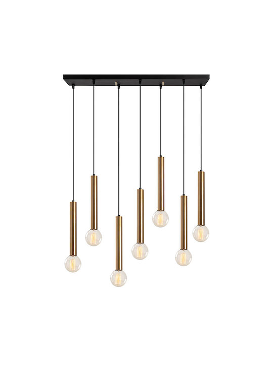 Tempo Pendant Chandelier Rail for 7 Bulbs E27 Gold