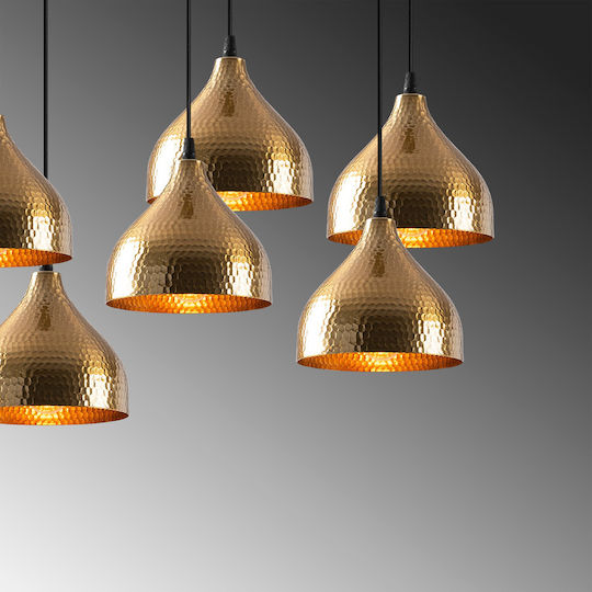 Tattoo Adjustable Pendant Light Gold Rail for 7 Bulbs E27 88x40cm