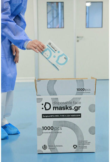 masks.gr Χειρουργική Μάσκα Προσώπου 3ply Τύπου II Ροζ 50τμχ