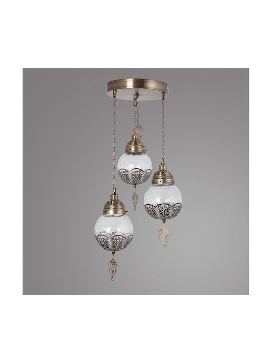 Neptune Tumbled Pendant Light Three-Light for Socket E27 Silver