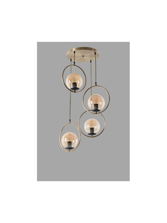 Ring 4 Pendant Chandelier for 4 Bulbs E27 Bronze