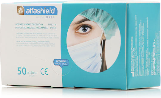 Alfashield Alfa Mask Schutzmaske Typ II Chirurgisch Hellblau NOS-MS-001 50Stück
