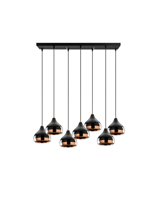 Yildo Pendant Chandelier Rail for 7 Bulbs E27 Black