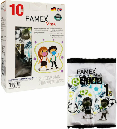 Famex Kids Mask FFP2 NR Protective Mask FFP2 Kids Balls & Sports 10pcs