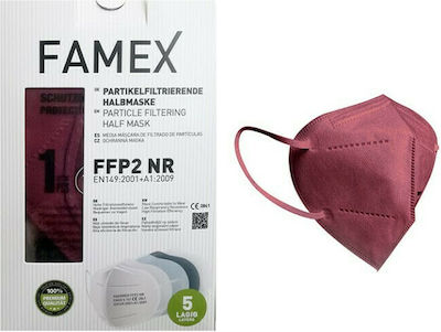 Famex Μάσκα Προστασίας FFP2 Particle Filtering Half NR Maroon 100τμχ
