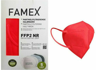 Famex Μάσκα Προστασίας FFP2 Particle Filtering Half NR σε Κόκκινο χρώμα 100τμχ