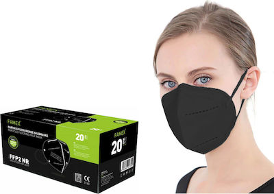 Famex 5 Layers Particle Filtering Half NR Disposable Protective Mask FFP2 Black 20pcs