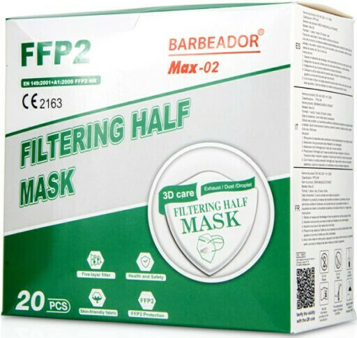 Max Barbeador Max-02 Filtering Half mask FFP2 Λευκό 20τμχ