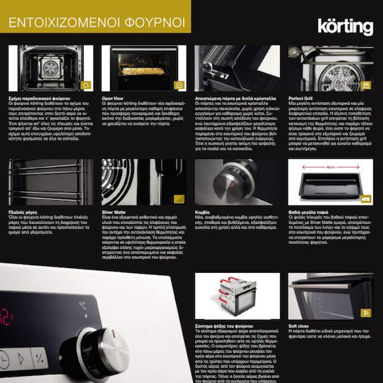 Korting Φούρνος άνω Πάγκου 60lt Π59.5εκ. Inox
