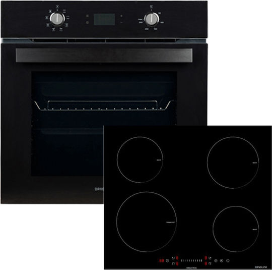 Davoline DSBO 8004 + IND 7204 Φούρνος άνω Πάγκου 72lt με Επαγωγικές Εστίες Π59.4εκ. Μαύρος