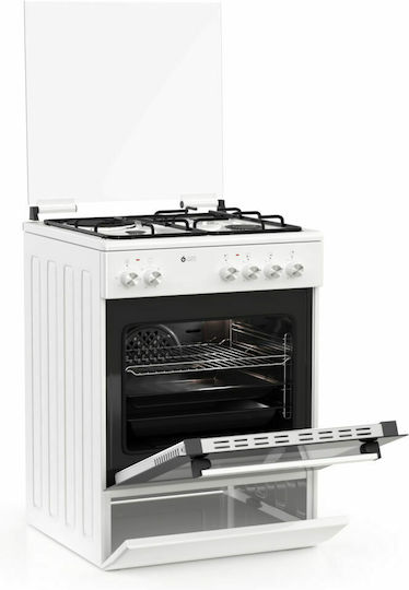 Thermogatz TGS 3511 WH Κουζίνα 60lt με Εστίες Υγραερίου & Ρεύματος Π60εκ. Λευκή