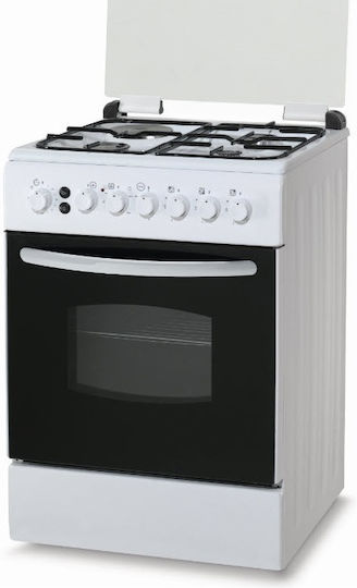Din Gas 60-SGF31F Κουζίνα Υγραερίου & Ρεύματος 57lt με Εστίες Υγραερίου & Ρεύματος Π60εκ. Λευκή