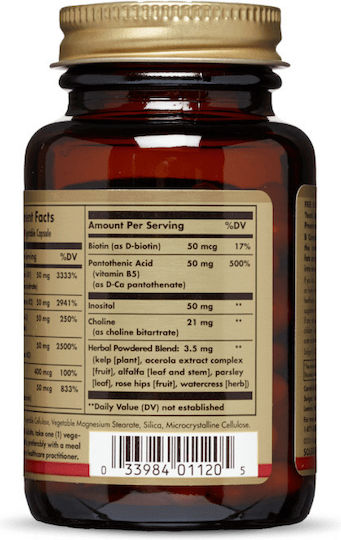 Solgar B-Complex "50" Vitamin für Energie, Stärkung des Immunsystems & das Nervensystem 50mg 50 veg. Kappen