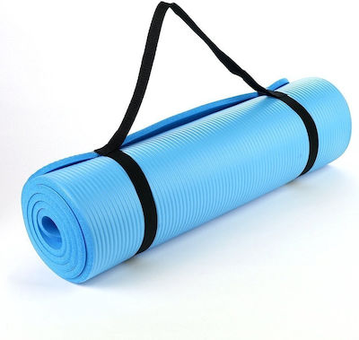 Optimum Στρώμα Γυμναστικής Yoga/Pilates Μπλε με Ιμάντα Μεταφοράς (183cm x 61cm x 1.5cm)