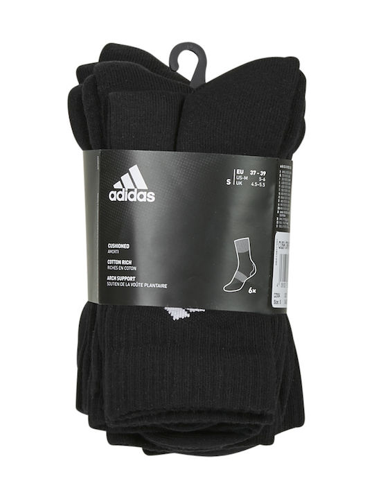 adidas Αθλητικές Κάλτσες Μαύρες 6 Ζεύγη