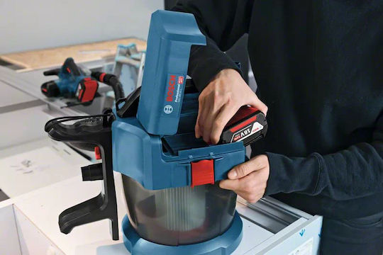 Bosch GAS 18V-10 L Aspirator Reîncărcabil Lichide / Solide Fără Încărcător și Baterie cu Inoxidabil Recipient 10lt