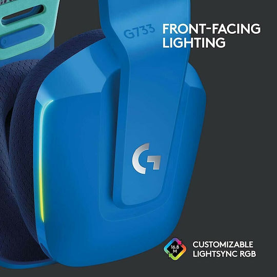 Logitech G733 Wireless Over Ear Gaming Headset with USB Connectivity Blue for PC / PS4