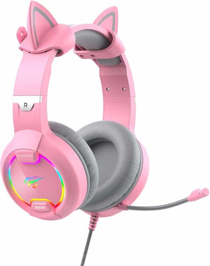 Havit H2233D On Ear Gaming Headset με σύνδεση USB / 3.5mm Ροζ