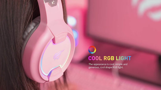 Havit H2233D On Ear Gaming Headset με σύνδεση USB / 3.5mm Ροζ