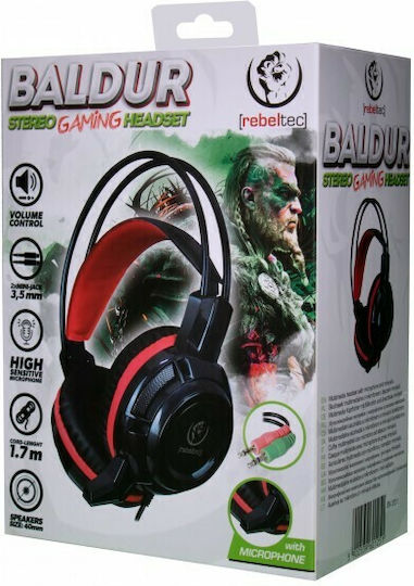Rebeltec Baldur Over Ear Gaming Headset with Connection 2x3.5mm Black/Red