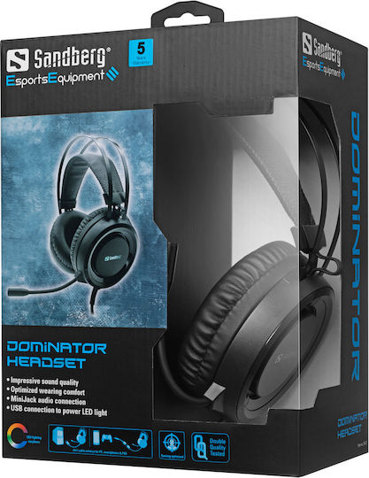 Sandberg Dominator Over Ear Gaming Headset με σύνδεση 3.5mm / USB / 2x3.5mm
