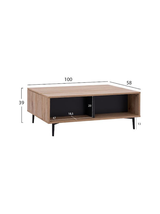 Mese De Cafea Centrală Rectangulară Din Lemn Cu Mecanism De Ridicare Bej L100xL100xÎ39cm