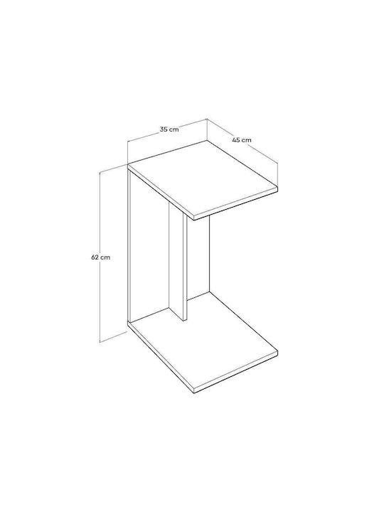 Rechteckiger Beistelltisch C-Shape Holz mit Rädern Grüne M35xL45xH60cm Fidelio