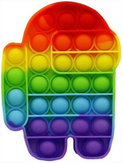 Pop It Fidget Silicone Keychain Multicolour Various Designs 1pc