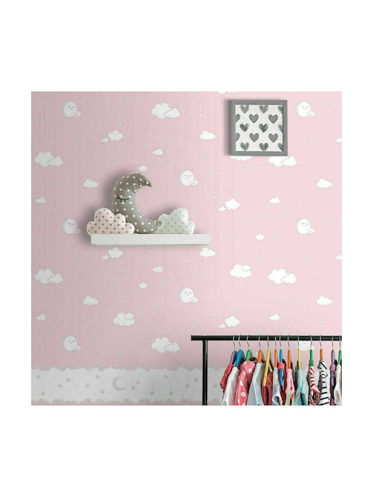 ICH Wallpapers Kids Fabric Wallpaper Με Σύννεφα Ροζ L53xH1005cm