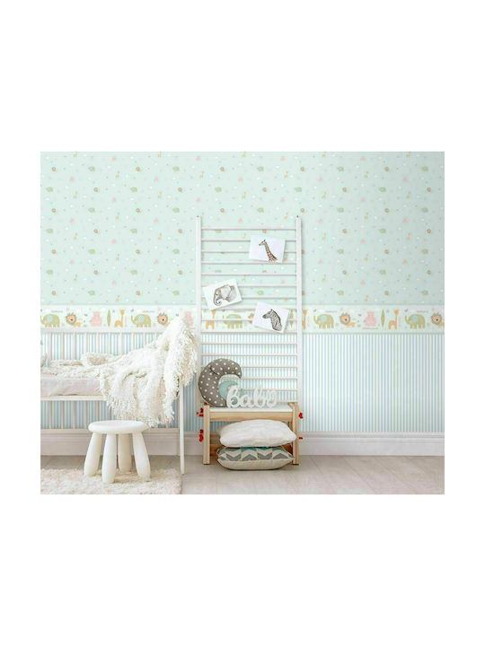 ICH Wallpapers Kids Fabric Wallpaper Ζωάκια Τυρκουάζ L53xH1005cm