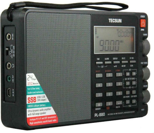 Tecsun PL-880 Φορητό Ραδιόφωνο Επαναφορτιζόμενο Μαύρο