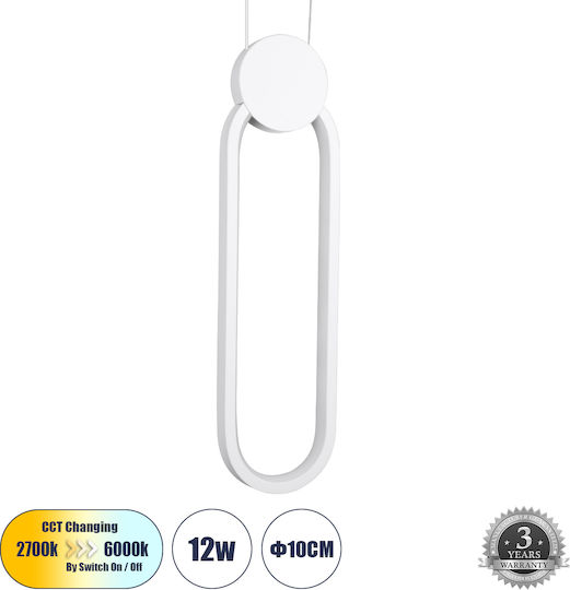 GloboStar Ildi Ceiling Light White LED with Adjustable White Light 10x38x38cm