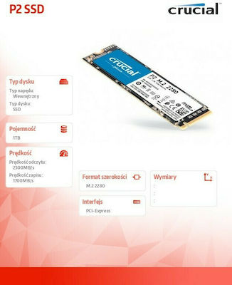 p2 ssd nvme 1000gb　crucial Crucial P2 M.2 1000 GB PCI Express 3.0 NVMe (CT1000P2SSD8)