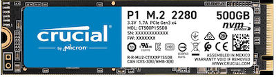 Crucial P1 SSD 1TB τύπου M.2 με σύνδεση PCI Express 3.0 CT1000P1SSD8