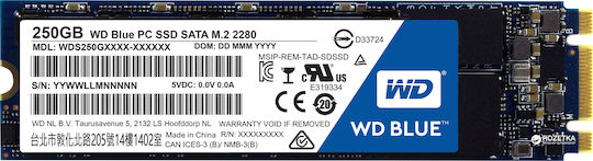 Western Digital SSD Albastru 3D 250GB Tip M.2 Cu Conexiune SATA III WDS250G2B0B Bulk