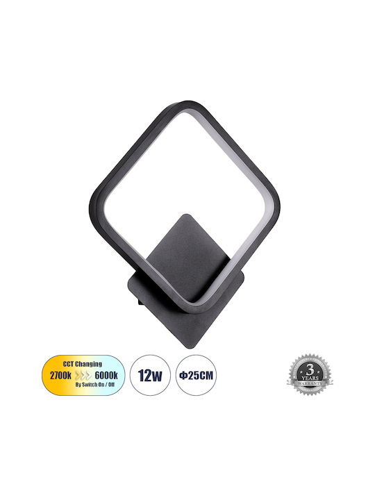 GloboStar Lena Modern Lamp Wall with Integrated LED and Adjustable White Light Black 25x29.5cm