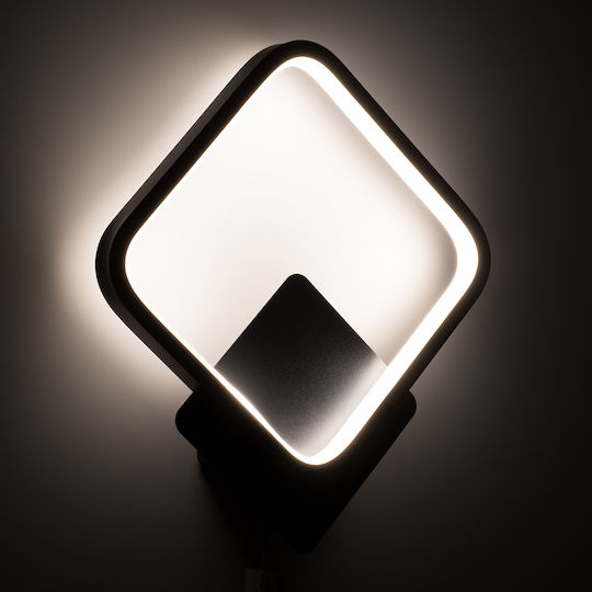 GloboStar Lena Modern Leuchte Wand mit Integrierter LED und Einstellbares Weißes Licht Schwarz 25x29.5cm