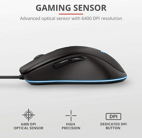 Trust GXT 930 RGB Gaming Gaming Maus 6400 DPI Schwarz