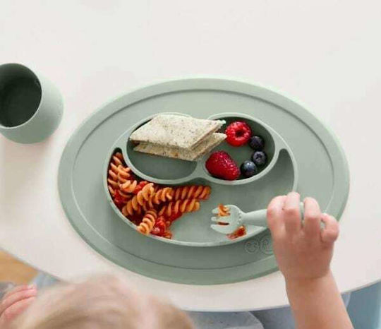 Ezpz Baby Set with Fork Mini Utensils made of Silicone for 12+ months Sage 2pcs