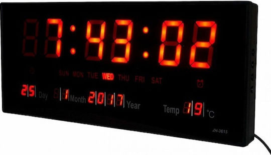 Digital Wall Clock Plastic Black 36x15cm Digital Wall Clock Plastic Black 36x15cm