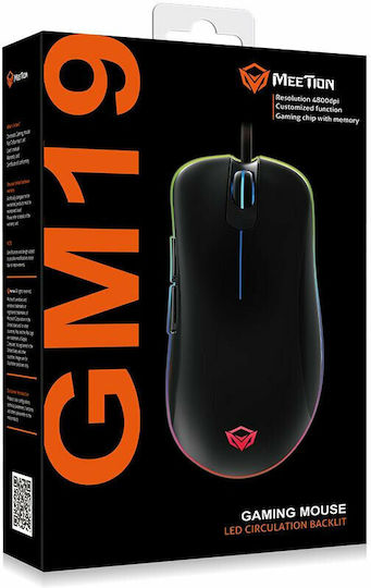Meetion GM19 RGB Gaming Ποντίκι 6400 DPI Μαύρο