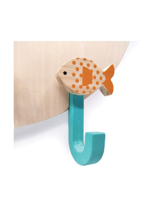 Svoora Wooden Kids Wall Mounted Hanger with Hooks Whale Polychrome 37x21x6cm