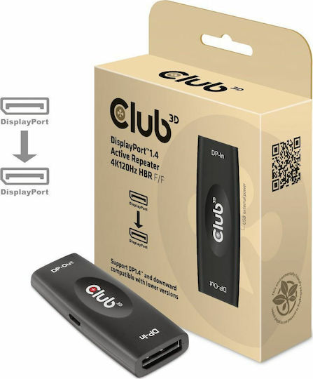 Club3D DisplayPort 1.4 Active Repeater Μετατροπέας DisplayPort female σε DisplayPort female 1τμχ