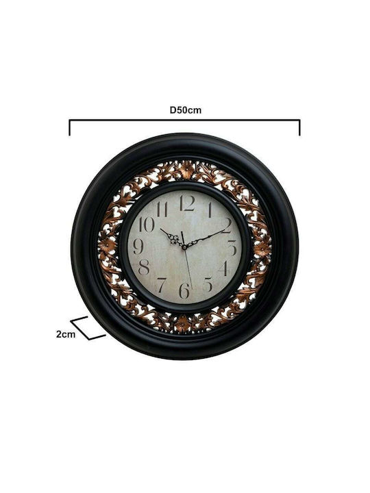 Inart Antique Wall Clock Plastic Black Ø50cm